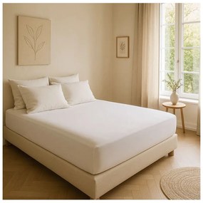 Białe prześcieradło z bawełny renforcé z gumką 200x200 cm Ranforce – Mila Home Luxury