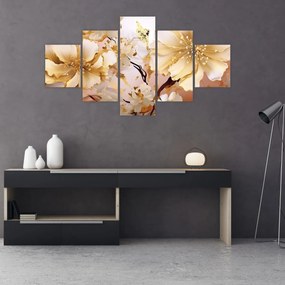 Obraz - Złote kwiaty (125x70 cm)
