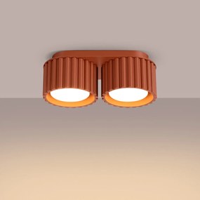 Plafon dwupunktowy AURA 2 ochra czerwona GX53 ryflowany  SOLLUX  LIGHTING