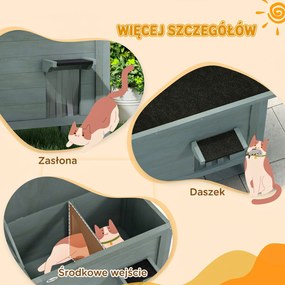 Domek zewnętrzny dla kota PawHut, odporny na warunki atmosferyczne, 1 okno, 1 drzwi, 85 x 50 x 68,5 cm, Ciemnoszary+Czarny