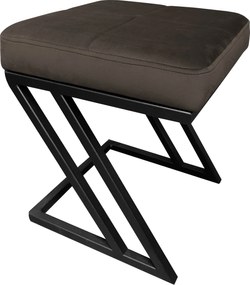 Pufa ZETA tkanina Welur loft ławka podnóżek metal : Kolor Stelaża - Czarny , Kolor tkaniny - VELVET - MG05, Typ tkaniny - Velvet
