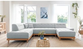 Jasnoszara rozkładana sofa w kształcie litery "U" Miuform Dazzling Daisy, lewostronna