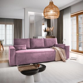Masseno Sofa ALATRI z funkcją spania i pojemnikiem na pościel, Rozkładana sofa - Wrzosowy, MONOLITH 62