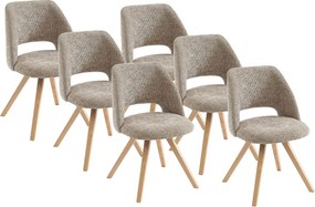 Zestaw 6 krzeseł z tkaniny i drewna kauczukowego - Taupe - VESIANI