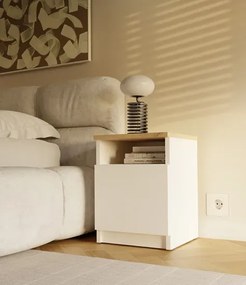 Szafka nocna do sypialni biała + dąb artisan L9-E03
