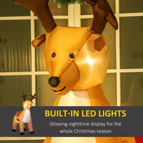 HOMCOM Nadmuchiwany renifer, 1,8 m, lampki LED, akcesoria, automatyczne nadmuchiwanie, żółty