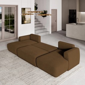 Masseno Narożnik SENTUM z funkcją spania i pojemnikiem na pościel Narozniki U, Rozkładana sofa - Brąz, NOW OR NEVER 56