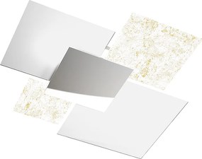 Nowoczesna lampa sufitowa 1088/90-FO Białe szkło i złoty liść 4xE27