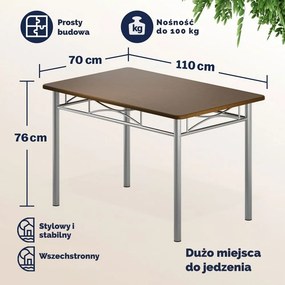 Zestaw jadalniany PAUL, 5 części, ciemny dąb Casaria