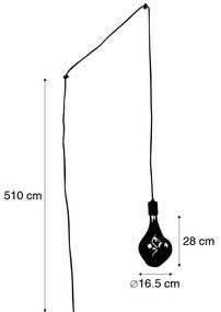 Designerska lampa wisząca czarna z wtyczką zawiera ściemnianą lampę LED - CavaluxDesignerski Oswietlenie wewnetrzne