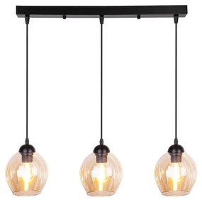 Czarna lampa wisząca ze szklanym kloszem 14x70 cm Aspa – Candellux Lighting