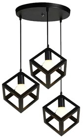 Lampa sufitowa metalowa loft sześcian wisząca AT14-3SZ-Czarna