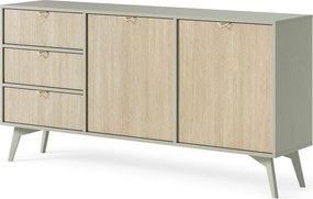 Komoda: jodełka eukaliptusowa/skandynawska, nogi drewniane, 158 x 80 x 38cm