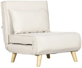 HOMCOM Fotel do Spania, 6-stopniowa regulacja oparcia, wygląd lnu, do 150 kg, Kremowy