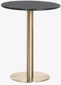 Okrągły Barowy Stół Z Naturalnego Kamienia Xiren Ø60 Cm & Zielony Marmur Big Flower - Szczotkowane Złoto - Sklum