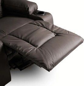 Fotel Masujący BOX Rozkładany Wypoczynkowy z Podnóżkiem Ciemnobrązowy Ekoskóra Nowoczesny