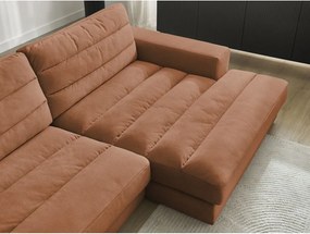 Pomarańczowy aksamitny narożnik (prawostronny/z szezlongiem) Sierra – Bobochic Paris