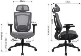 Fotel biurowy ergonomiczny siatkowy Basten, zgodny z normą BHP