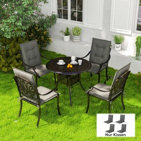 Outsunny Zestaw 4 Poduszek na Siedzenia 108 x 50 x 5 cm z Paskami, Do Użytku Wewnątrz i Na Zewnątrz, Jasnoszary