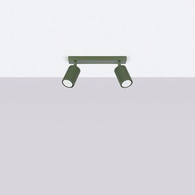 Lampa sufitowa minimalistyczny Gloow, aluminium - 2 źródło światła 4000K - L.30 x H.16.5 cm - zielony oliwkowy
