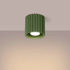 Plafon AURA 1 zielony oliwkowy GU10 ryflowany SOLLUX  LIGHTING