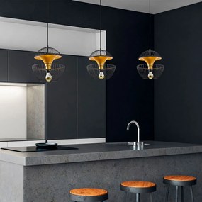 Lampa wisząca w czarno-złotym kolorze z metalowym kloszem ø 30 cm Telmander – Opviq lights