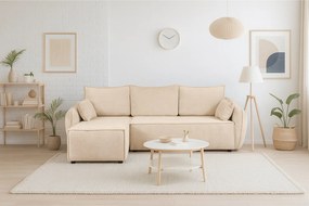 Nowoczesny narożnik lewostronny SELLMA w tkaninie RAVEN 24 kremowej