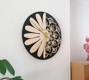 Drewniany zegar ścienny kwiat życia | SEDMA