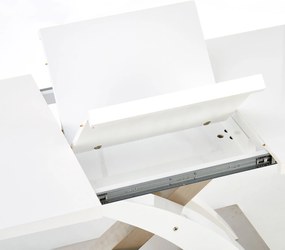 Biały rozkładany stół Sandor 2 ze szklanym blatem