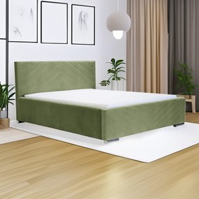 Łóżko tapicerowane z pojemnikiem i materacem COOL 180x200 cm Zielony
