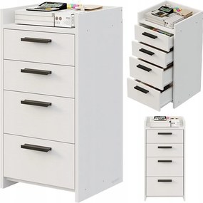 Komoda biała kontenerek pod biurko biurowy regał szafka 4 szuflady wysoka