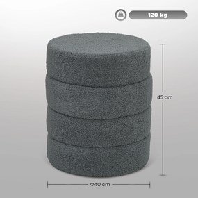 HOMCOM Hoker, okrągły, polarowy, stalowa rama, do 120kg, Φ40x45H cm, Ciemnoszary