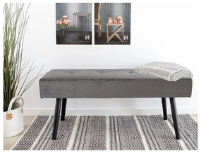 Szara aksamitna ławka Bonami Essentials Skiby