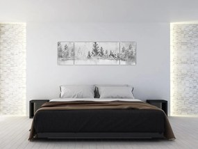 Obraz - Jeleń nad jeziorem (170x50 cm)