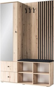 MINIO go for it, Garderoba MALI, z lustrem, dąb artisan/czarny