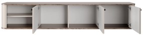 Szafka RTV wisząca Vesper 3D 187 cm - kaszmir / orzech / czarne uchwyty