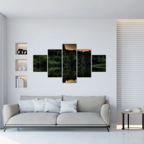 Obraz jeziora przy lesie (125x70 cm)