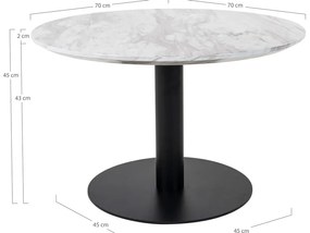 Okrągły stolik w czarno-złotym kolorze z blatem w dekorze marmuru 70x70 cm Bolzano – House Nordic