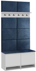 Garderoba do przedpokoju z wieszakami biały + granat R0-R00