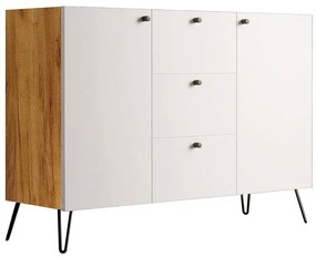 Komoda na metalowych nogach w stylu loft dąb craft + biały - Zorina 3X