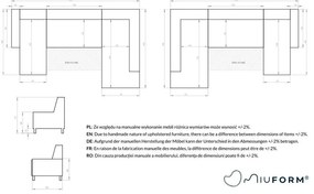 Turkusowy rozkładany narożnik (prawostronny/w kształcie litery U) Dazzling Daisy – Miuform