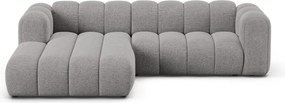 Szary narożnik z tkaniny szenilowej (lewostronny/z szezlongiem) Lupine – Micadoni