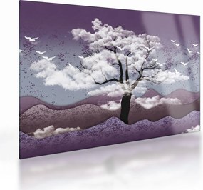 Obraz na szkle - Drzewo w chmurach (70x50 cm)