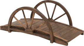 Outsunny Most ogrodowy z drewna świerkowego, drewniany most z wzorem koła, do 150 kg 100 x 50 x 37 cm Postarzany