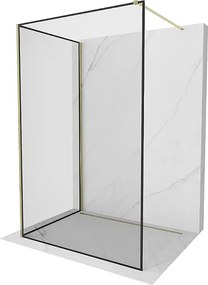 Mexen Kioto ścianka prysznicowa Walk-in 130 x 120 cm, czarna ramka, złota - 800-130-212-50-70-120