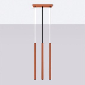Lampa wisząca nowoczesny Brill, stal - 3 źródło światła 4000K - L.30 x H.94 cm - ochra czerwona