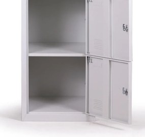 Szafka skrytkowa S2, 10 schowków, 1820 x 760 x 500 mm, demontaż, zamek cylindryczny, drzwi szare
