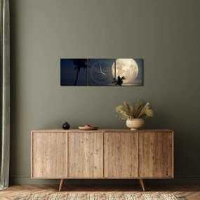 Obraz - Plaża pod pełnią księżyca (z zegarem) (90x30 cm)