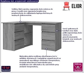 Biurko narożne w kolorze szarego dębu sonoma Korit