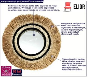 Okrągłe lustro boho z ozdobną ramą K9-M15